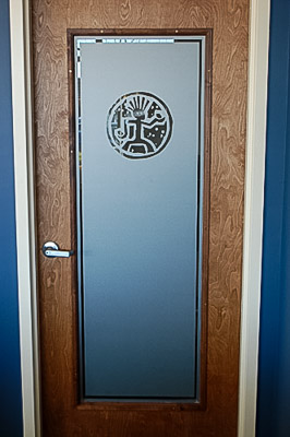 frosted glass sign interior