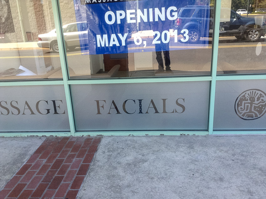 frosted glass sign interior